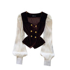Vintage Flared Sleeve Suede Top