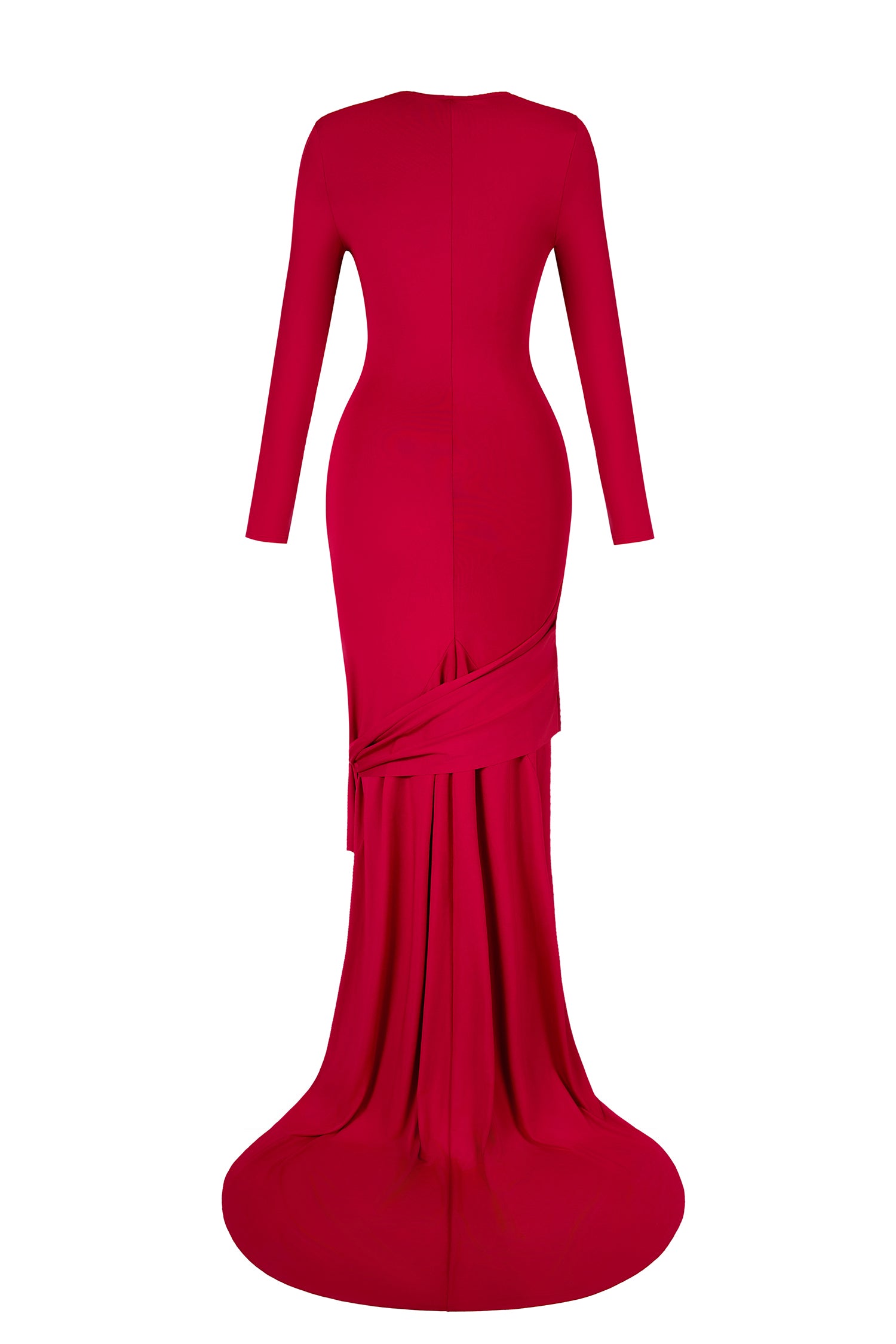 Solid Cut-Out Tie-up Long Sleeve Maxi Dress