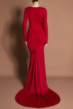 Solid Cut-Out Tie-up Long Sleeve Maxi Dress