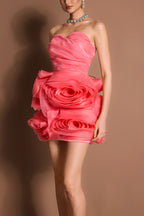 Organza 3D Flower Off-Shoulder Mini Dress