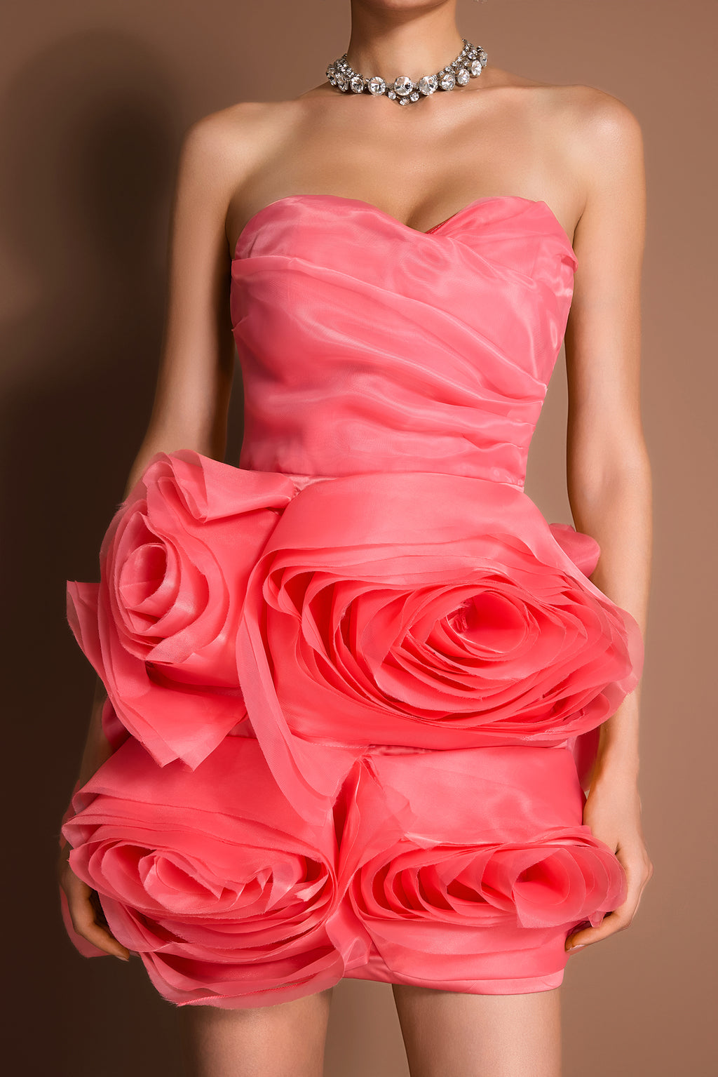 Organza 3D Flower Off-Shoulder Mini Dress
