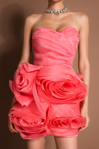 Organza 3D Flower Off-Shoulder Mini Dress