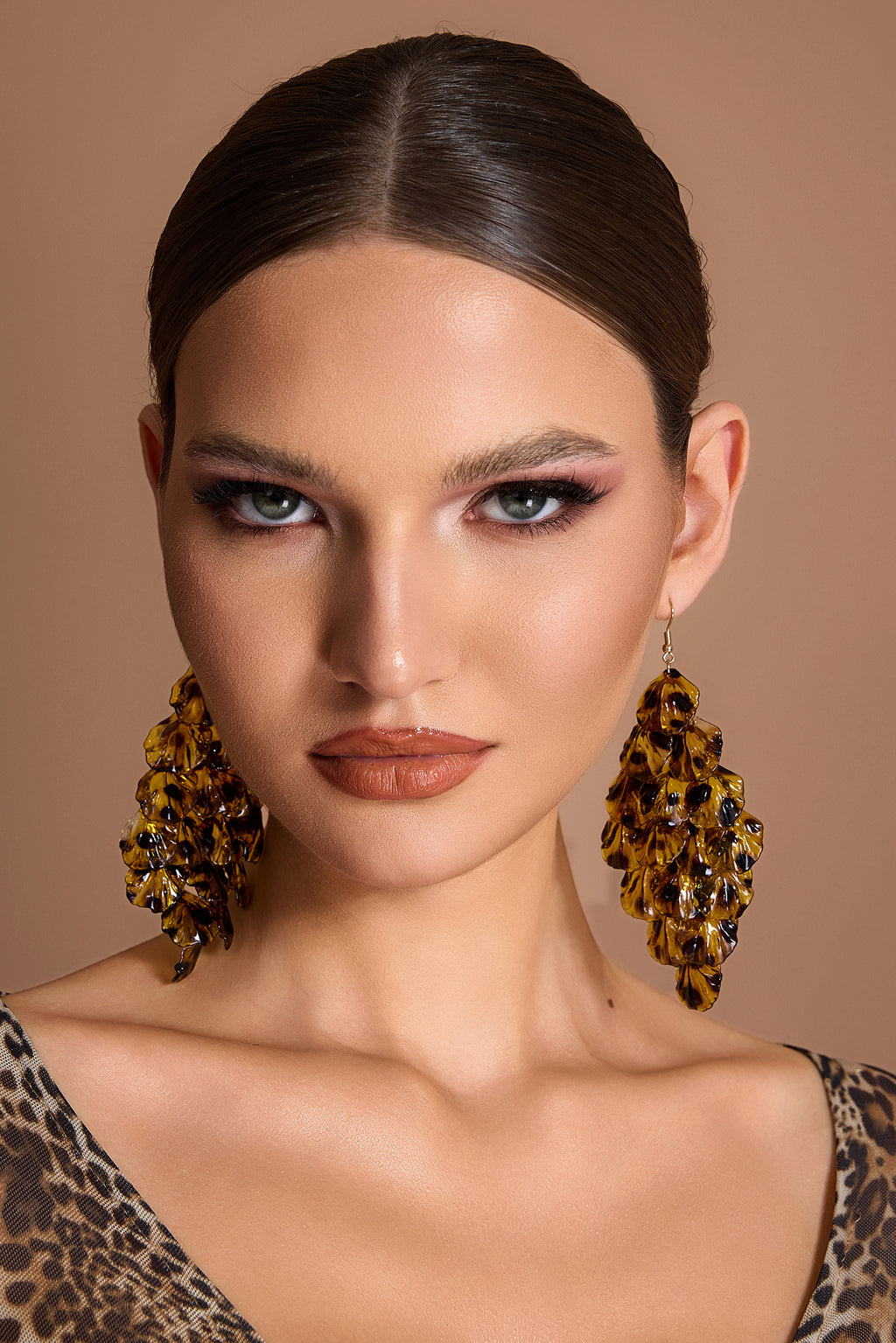 Leopard Print  Petal Shape Earrings