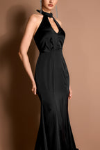 Satin Frill Maxi Dress