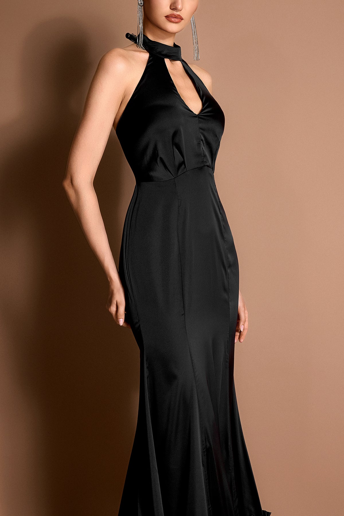 Satin Frill Maxi Dress