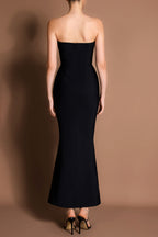 Off-Shoulder Heart Rivet Midi Dress