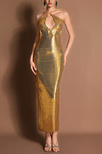 Sequin Cut-Out Tie-Up Maxi Dress