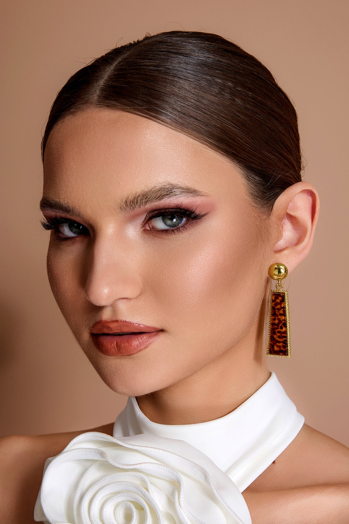 Leopard Print Geometric Resin Earrings