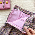 Tweed Blazer & Pleated Skirt 2Pcs