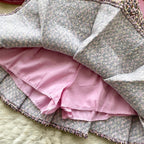 Tweed Blazer & Pleated Skirt 2Pcs