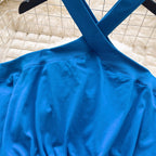 Chic Cross-strap Solid Color Top