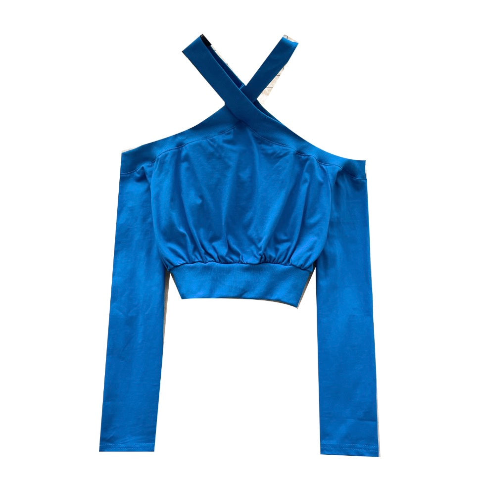 Chic Cross-strap Solid Color Top