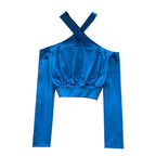 Chic Cross-strap Solid Color Top