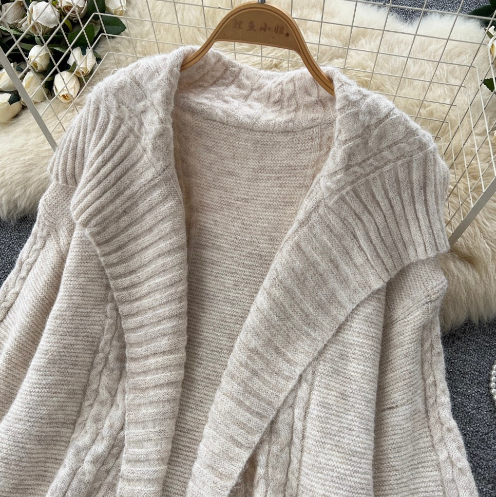 Thickened Cardigan & Slip Dress 2Pcs