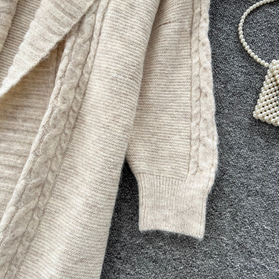 Thickened Cardigan & Slip Dress 2Pcs