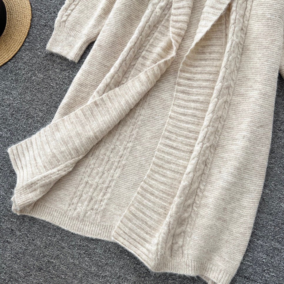 Thickened Cardigan & Slip Dress 2Pcs