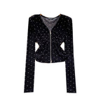 V-neck Polka Dot Zipped Top