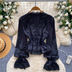 Vintage Lace Patchwork Satin Top
