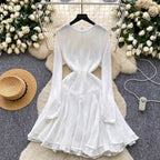 Niche Lace Patchwork Ruffled Dress