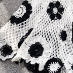 Casual Black & White Loose-fit Knitwear
