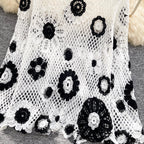 Casual Black & White Loose-fit Knitwear