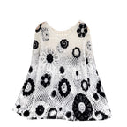 Casual Black & White Loose-fit Knitwear