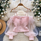 Fairy Sequined Embroidery Slip Top