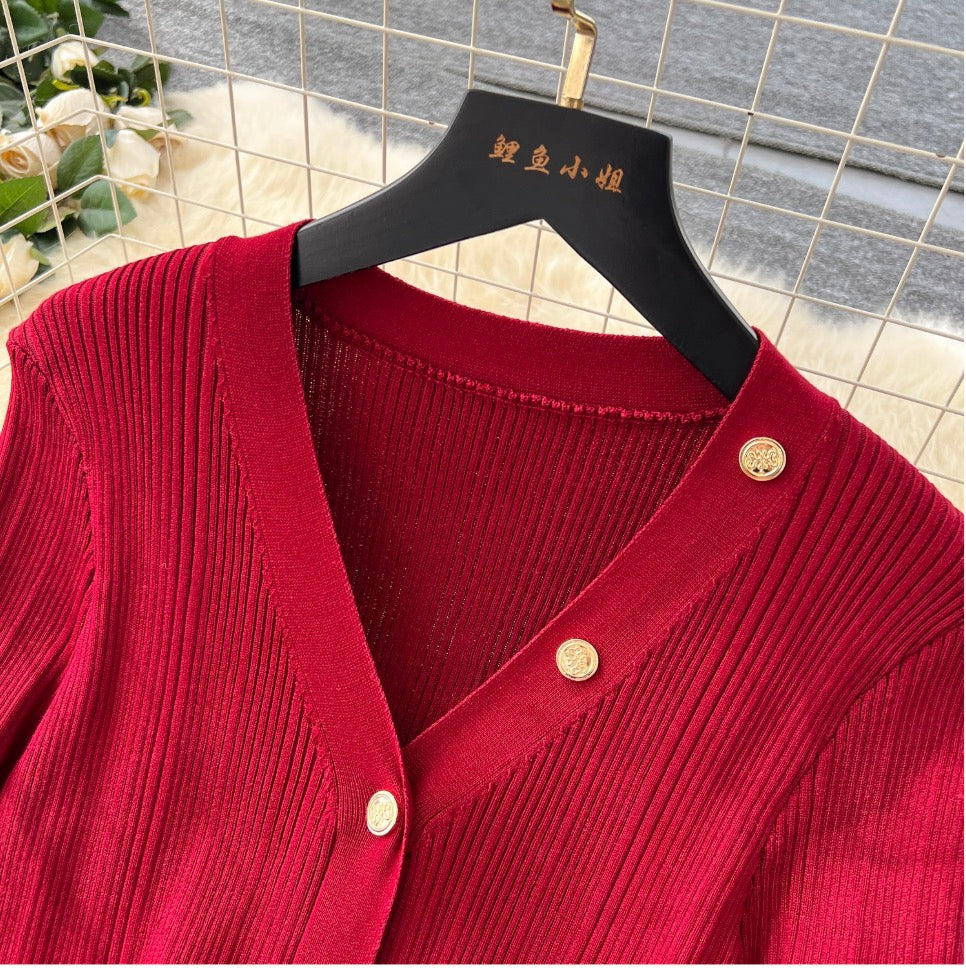 Vintage Single-breasted Knitted Dress