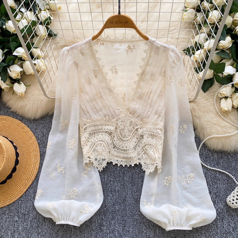 Niche Deep V-neck Embroidered Top