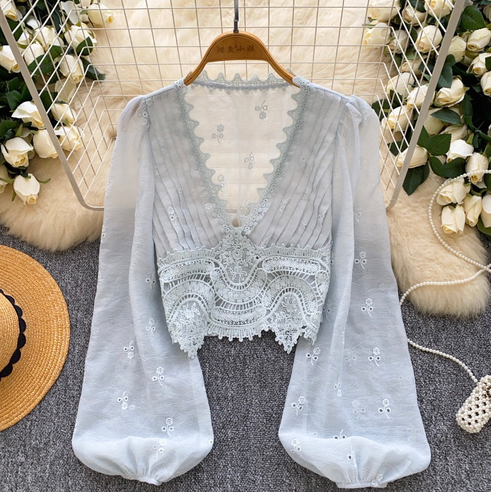 Niche Deep V-neck Embroidered Top