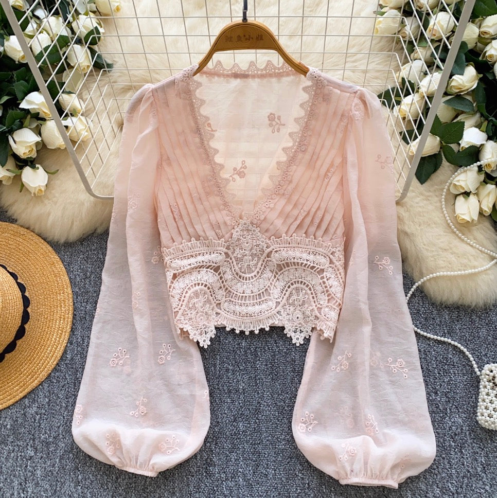 Niche Deep V-neck Embroidered Top