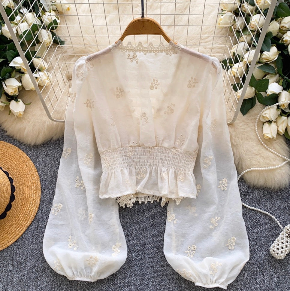 Niche Deep V-neck Embroidered Top