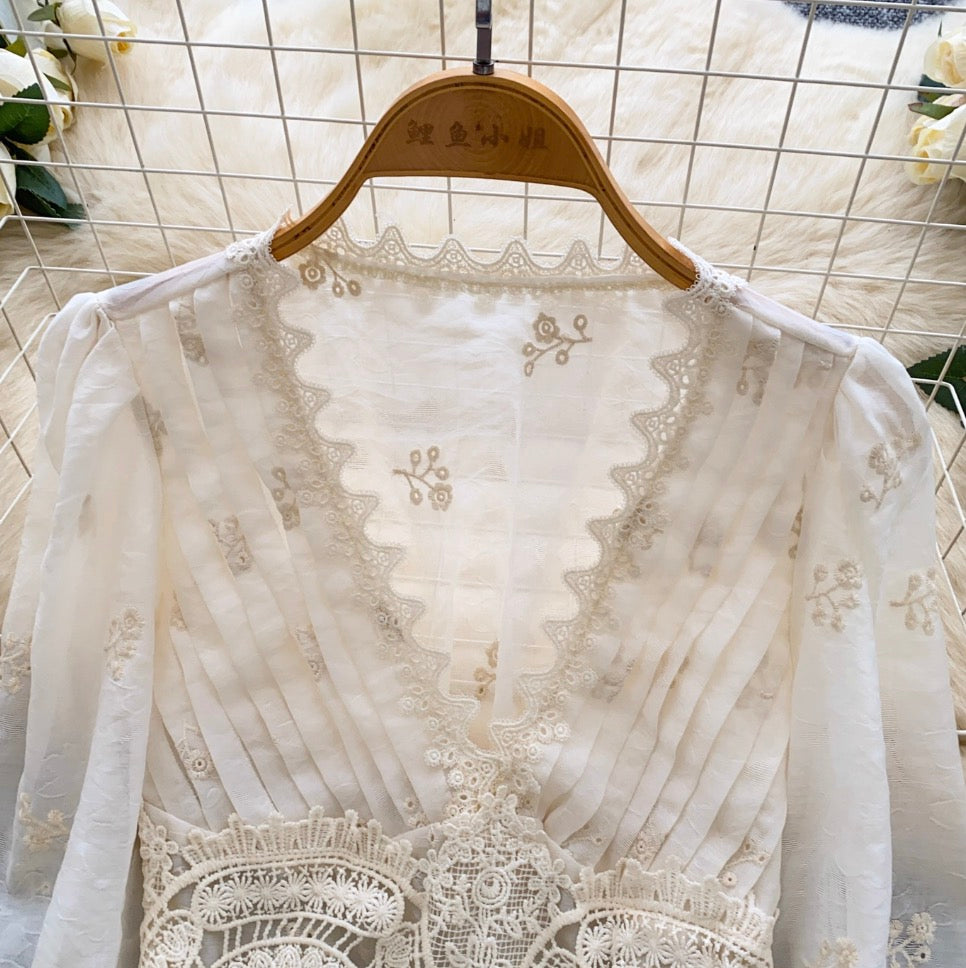 Niche Deep V-neck Embroidered Top