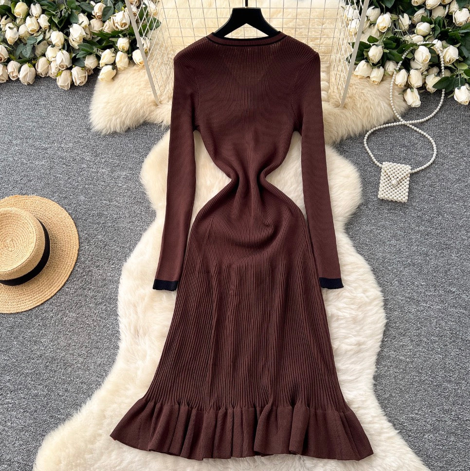 V-neck Fishtail Cardigan Dress