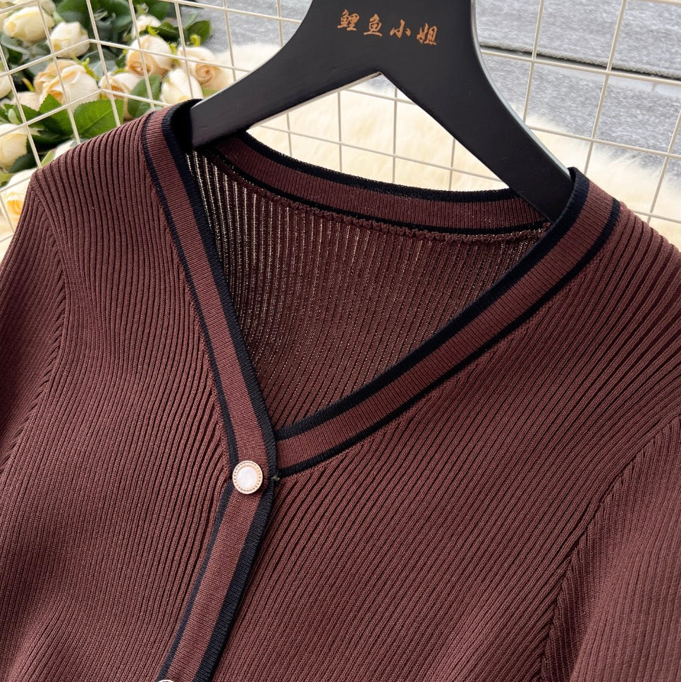 V-neck Fishtail Cardigan Dress