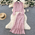 Beaded Cardigan & Skirt Lace 2Pcs