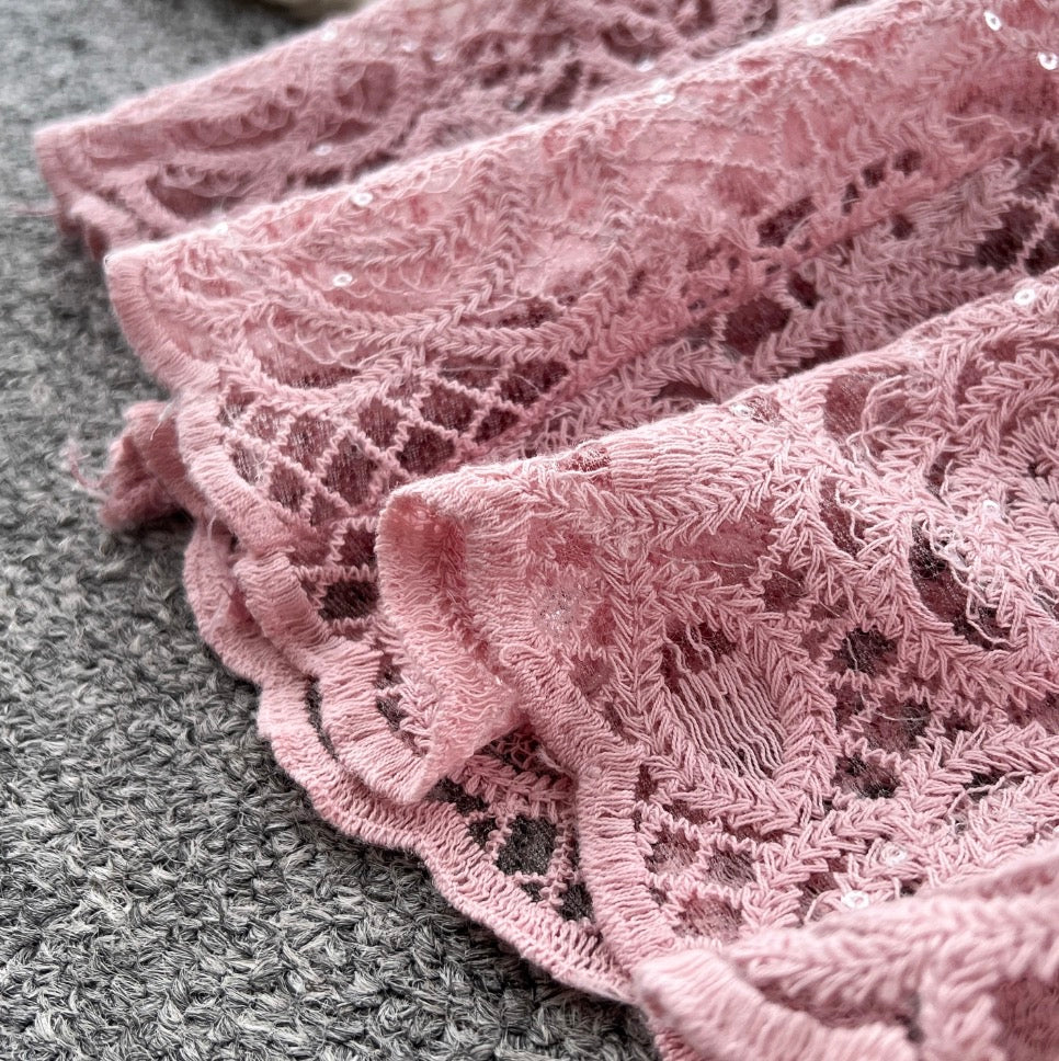 Beaded Cardigan & Skirt Lace 2Pcs