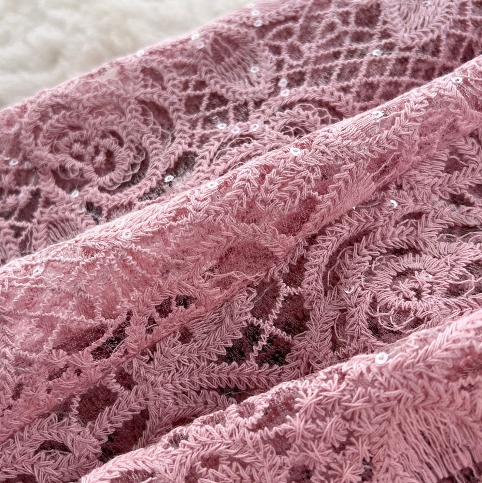Beaded Cardigan & Skirt Lace 2Pcs