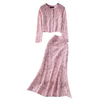 Beaded Cardigan & Skirt Lace 2Pcs