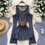 Vintage Hollowed Top with Belt