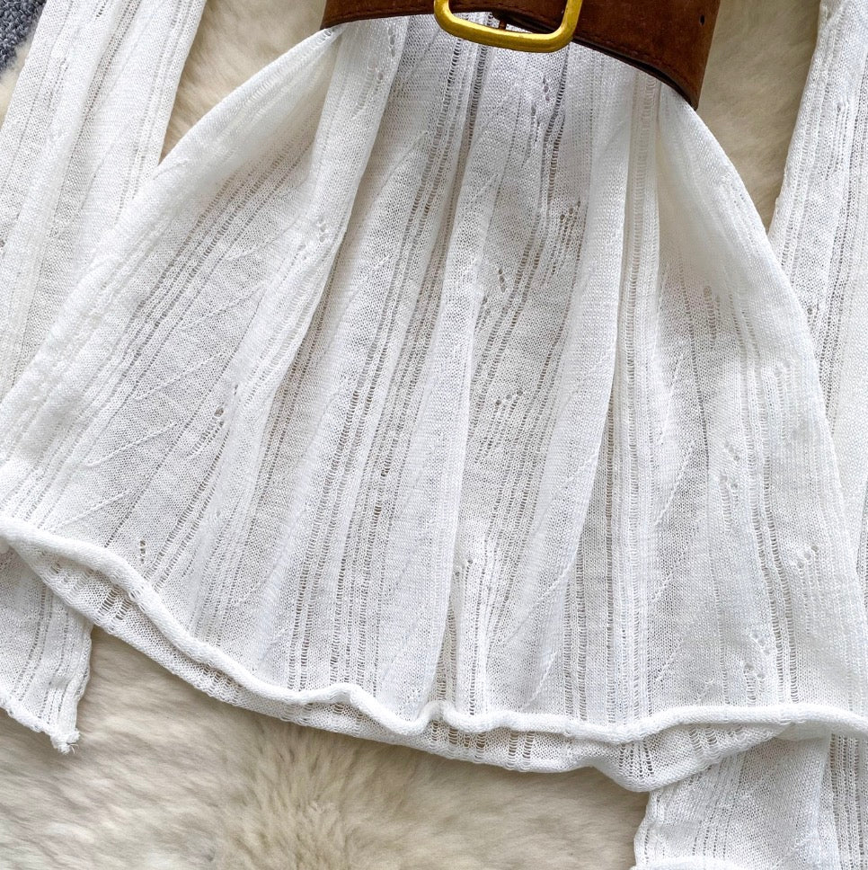 Vintage Hollowed Top with Belt