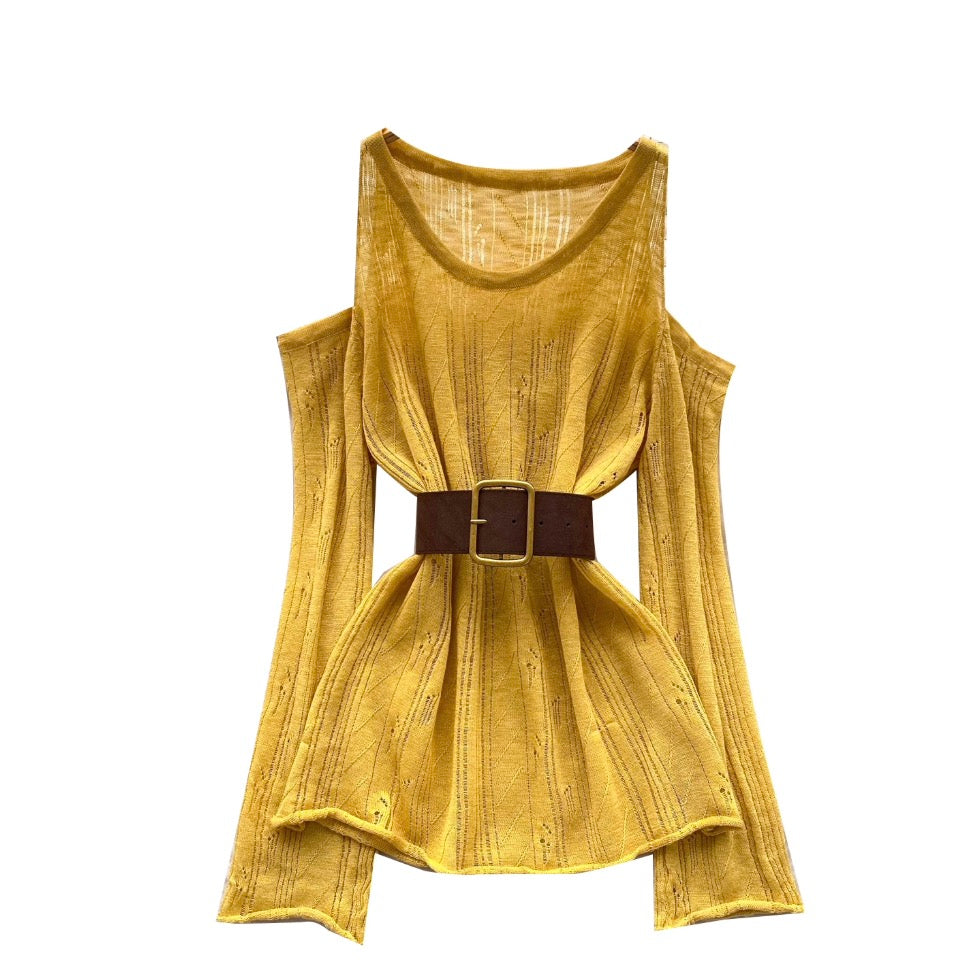Vintage Hollowed Top with Belt
