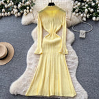 Simple Design Lapeled Knit Dress
