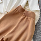 Color-blocking Sweater & Trousers 2Pcs