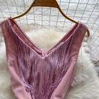 Vintage Fringed Waist-slimming Dress