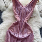 Vintage Fringed Waist-slimming Dress