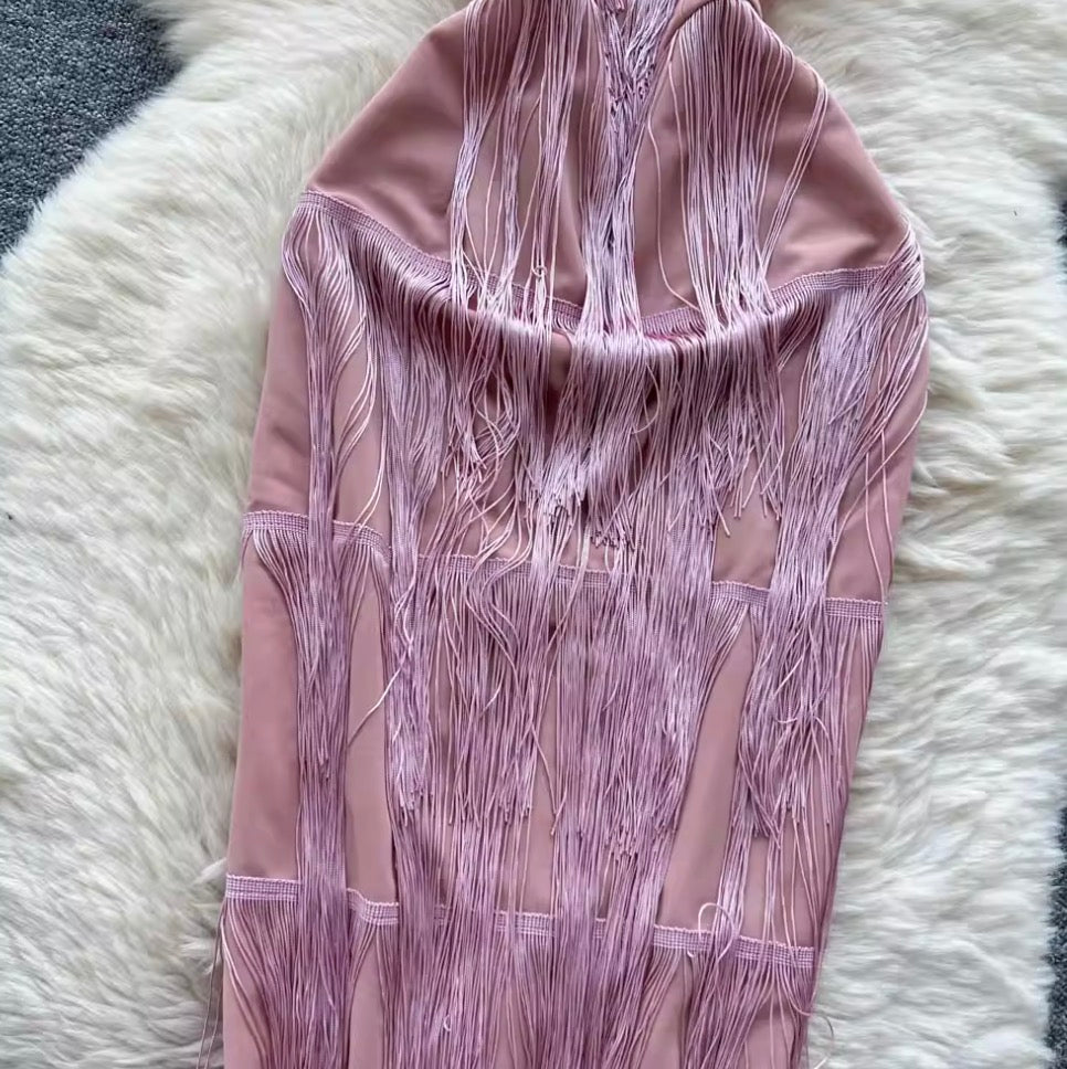 Vintage Fringed Waist-slimming Dress