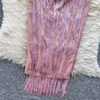 Vintage Fringed Waist-slimming Dress