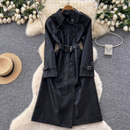 British Style Double-breasted PU Coat