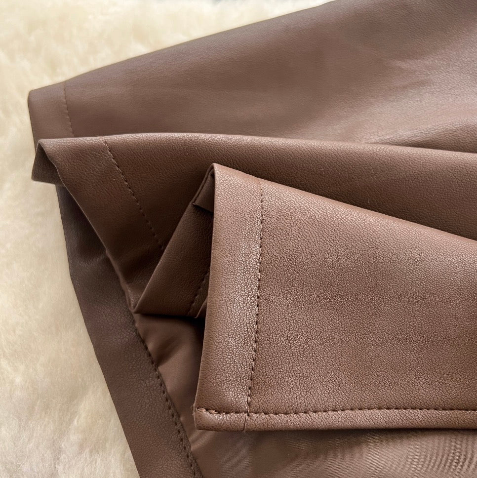British Style Double-breasted PU Coat